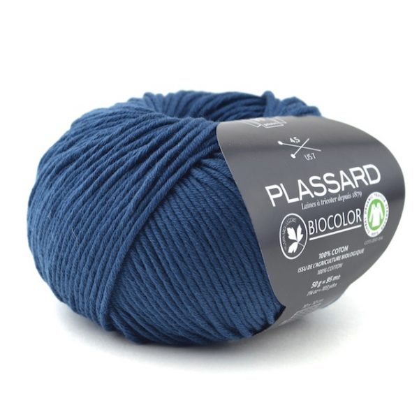 pelote de biocolor 100% coton biologique couleur bleu